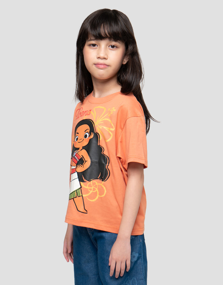 Disney Moana Flower Print Kaos Anak Perempuan