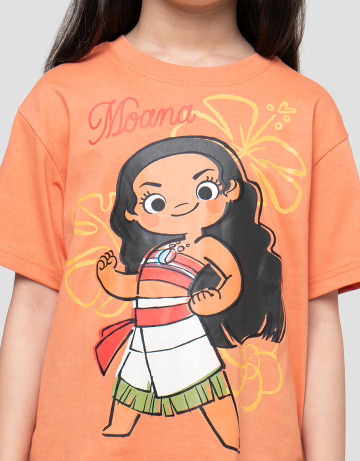 Disney Moana Flower Print Kaos Anak Perempuan