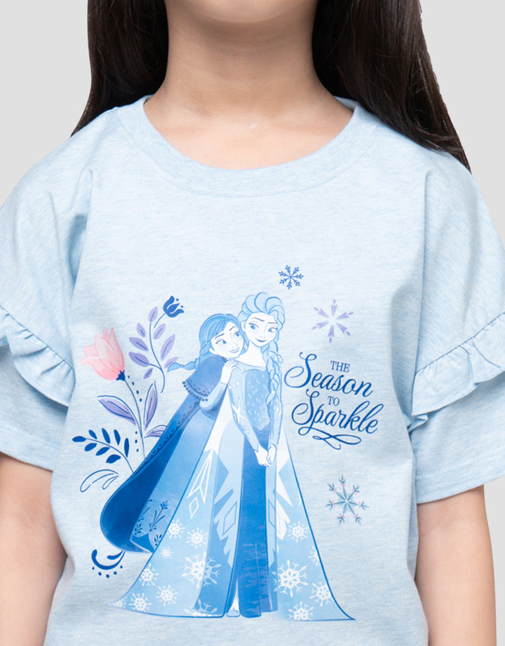 Disney Frozen Lengan Ruffle Print Kaos Anak Perempuan
