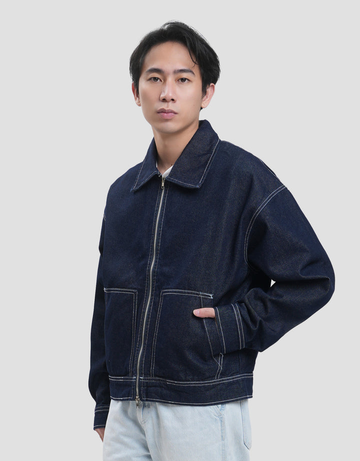 Nevada Boxy Fit With Full Zipper Jaket Jeans Pria