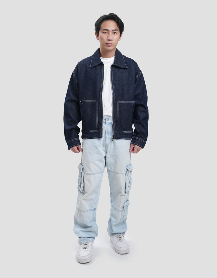 Nevada Boxy Fit With Full Zipper Jaket Jeans Pria