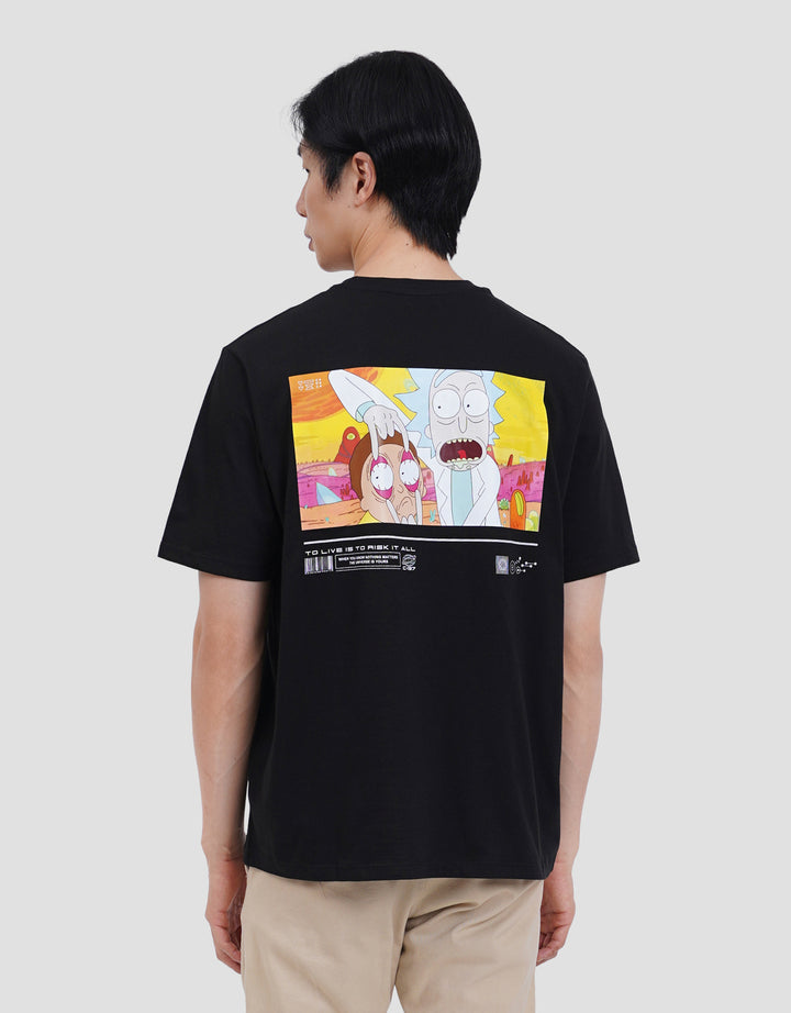 Aos Theme Warner Bros Rick And Morty-3 Kaos Lengan Pendek Pria