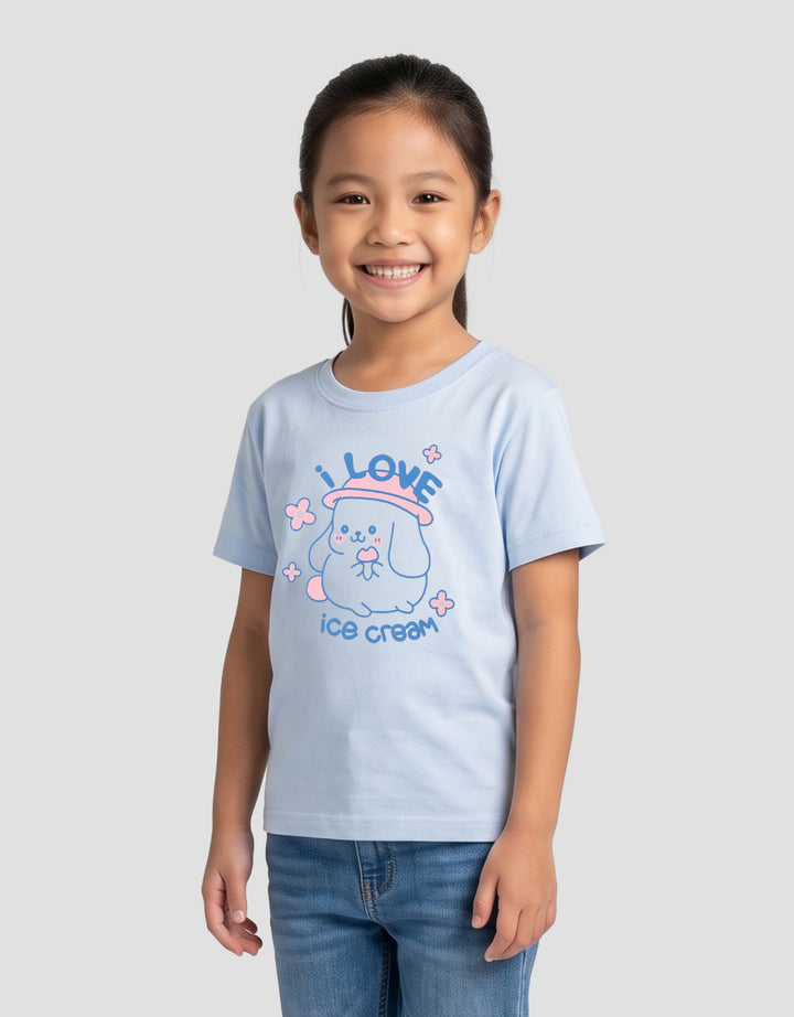 MxM Little Girl Printed I Love Ice Cream Kaos Anak Perempuan