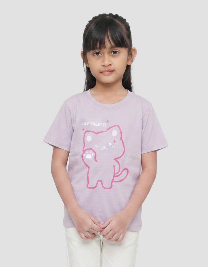 MxM Printed Liitle Girl Cat Kaos Anak Perempuan