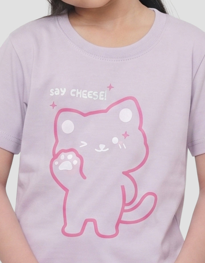 MxM Printed Liitle Girl Cat Kaos Anak Perempuan