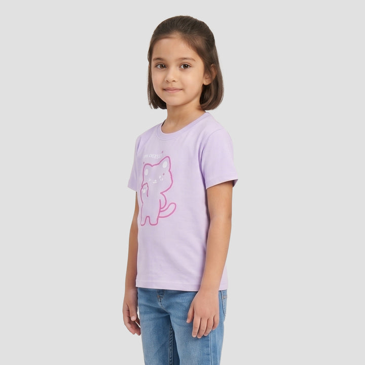 MxM Printed Little Girl Cat Kaos Anak Perempuan