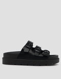 VOLO SLIP ON TRIPLE BUCKLE SANDAL WEDGES EDNA01 WANITA