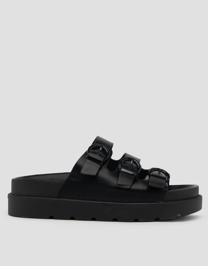 VOLO SLIP ON TRIPLE BUCKLE SANDAL WEDGES EDNA01 WANITA