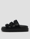 VOLO SLIP ON TRIPLE BUCKLE SANDAL WEDGES EDNA01 WANITA