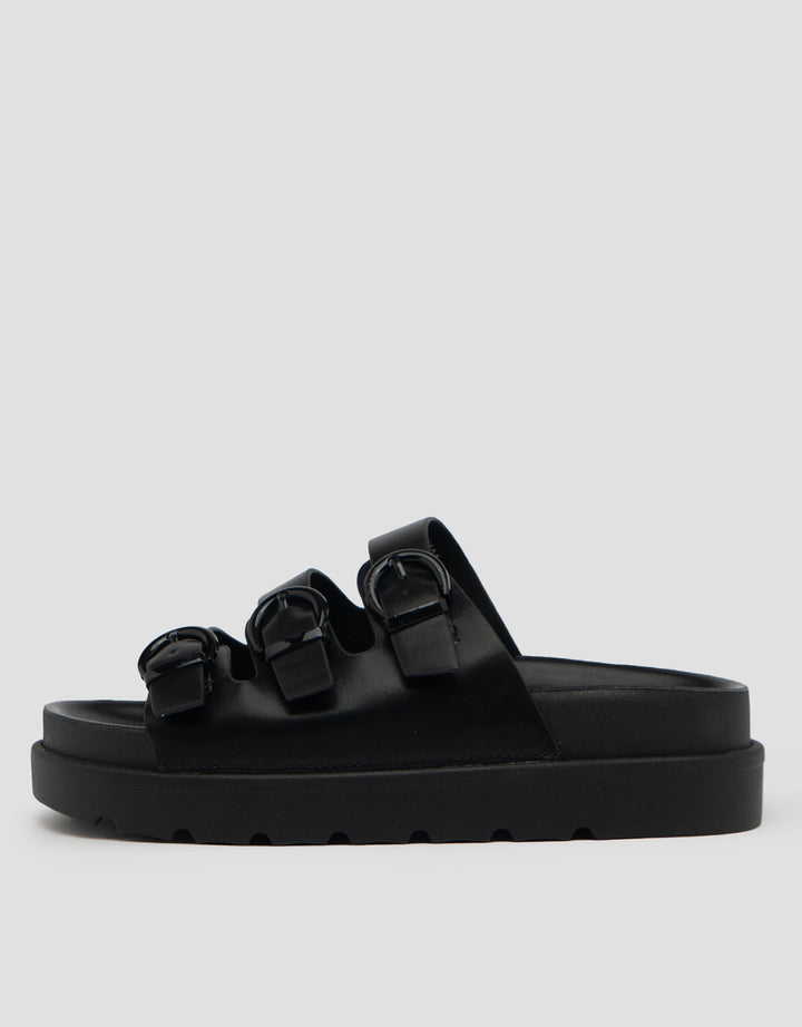 VOLO SLIP ON TRIPLE BUCKLE SANDAL WEDGES EDNA01 WANITA