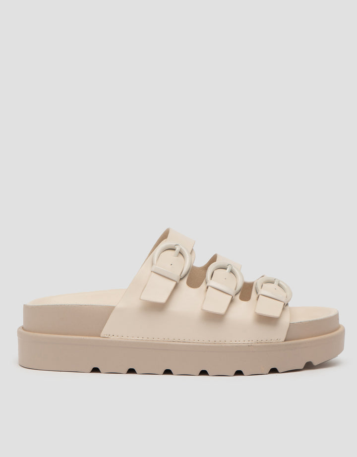 VOLO SLIP ON TRIPLE BUCKLE SANDAL WEDGES EDNA01 WANITA
