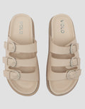 VOLO SLIP ON TRIPLE BUCKLE SANDAL WEDGES EDNA01 WANITA