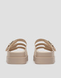 VOLO SLIP ON TRIPLE BUCKLE SANDAL WEDGES EDNA01 WANITA