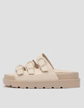 VOLO SLIP ON TRIPLE BUCKLE SANDAL WEDGES EDNA01 WANITA