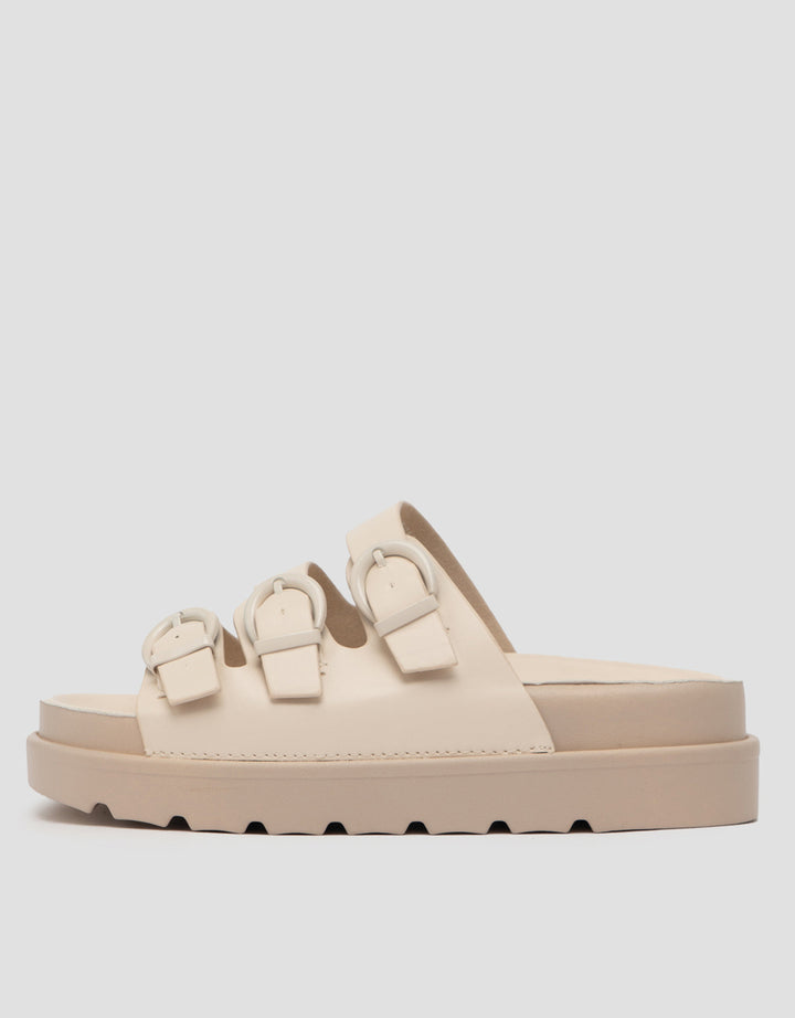 VOLO SLIP ON TRIPLE BUCKLE SANDAL WEDGES EDNA01 WANITA