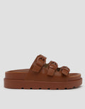 VOLO SLIP ON TRIPLE BUCKLE SANDAL WEDGES EDNA01 WANITA