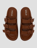 VOLO SLIP ON TRIPLE BUCKLE SANDAL WEDGES EDNA01 WANITA