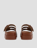 VOLO SLIP ON TRIPLE BUCKLE SANDAL WEDGES EDNA01 WANITA