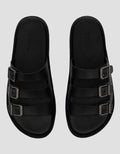 VOLO SLIP ON TRIPLE BUCKLE SANDAL FLAT AVA02 WANITA