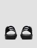 VOLO SLIP ON TRIPLE BUCKLE SANDAL FLAT AVA02 WANITA