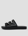 VOLO SLIP ON TRIPLE BUCKLE SANDAL FLAT AVA02 WANITA