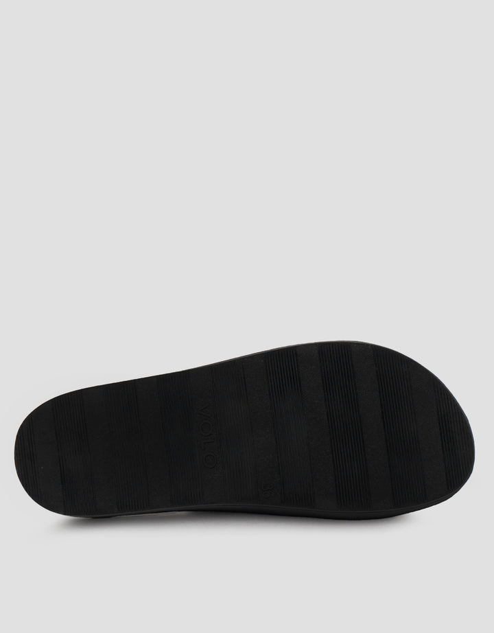 VOLO SLIP ON TRIPLE BUCKLE SANDAL FLAT AVA02 WANITA