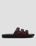 VOLO SLIP ON TRIPLE BUCKLE SANDAL FLAT AVA02 WANITA