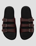 VOLO SLIP ON TRIPLE BUCKLE SANDAL FLAT AVA02 WANITA