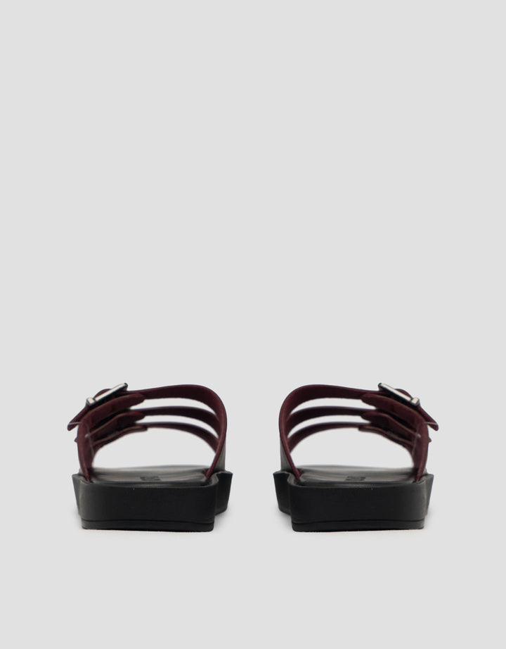 VOLO SLIP ON TRIPLE BUCKLE SANDAL FLAT AVA02 WANITA