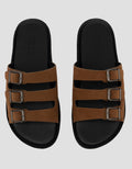 VOLO SLIP ON TRIPLE BUCKLE SANDAL FLAT AVA02 WANITA