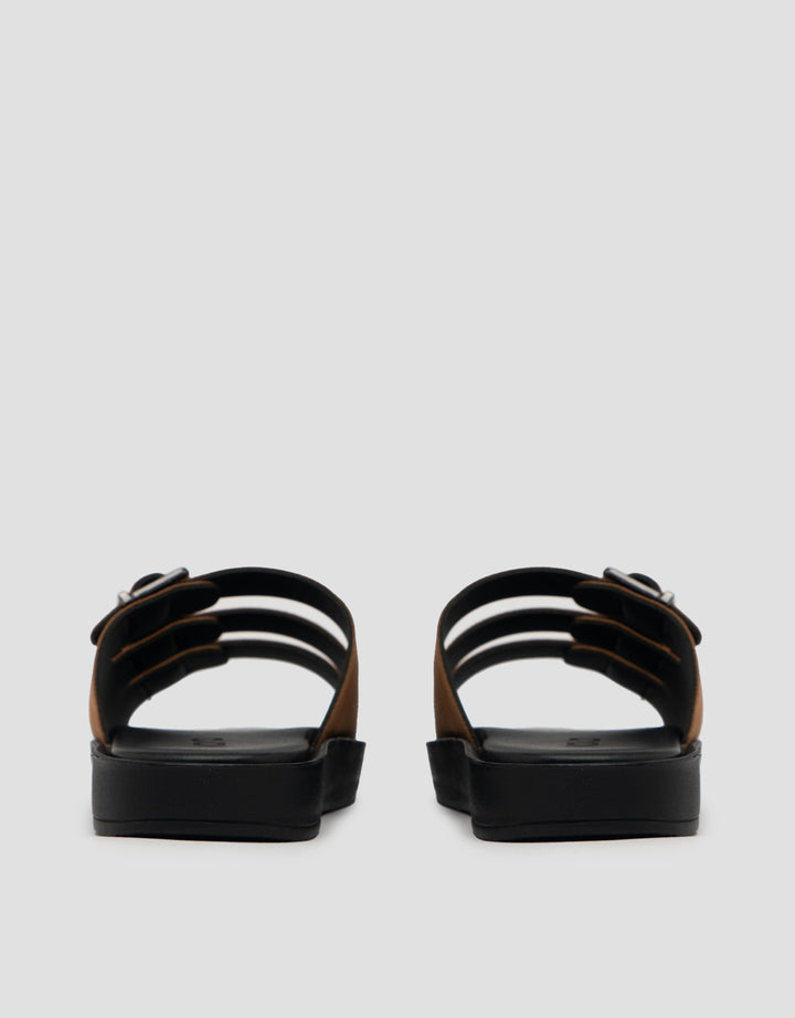 VOLO SLIP ON TRIPLE BUCKLE SANDAL FLAT AVA02 WANITA