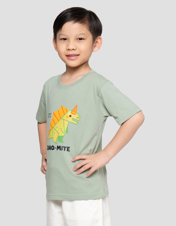 Little M Dino Mite Print Kaos Anak Laki-laki