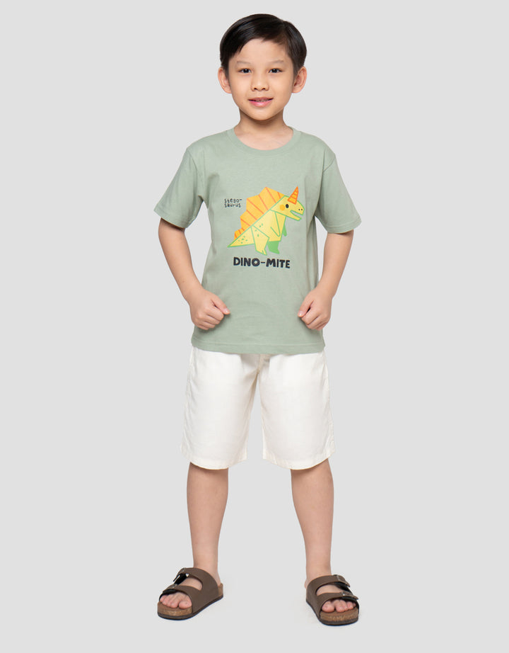 Little M Dino Mite Print Kaos Anak Laki-laki