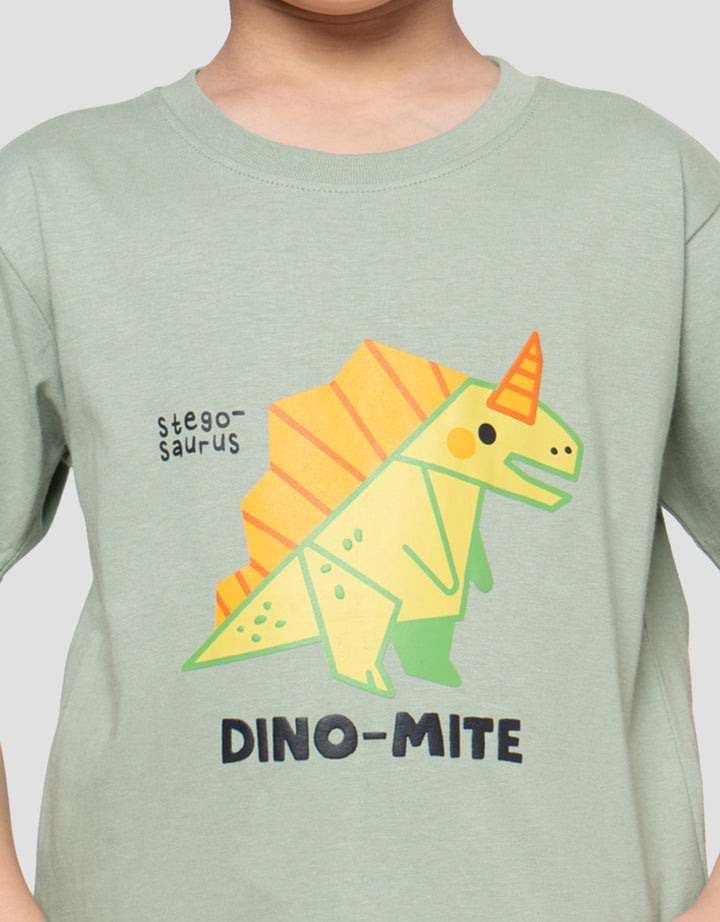 Little M Dino Mite Print Kaos Anak Laki-laki