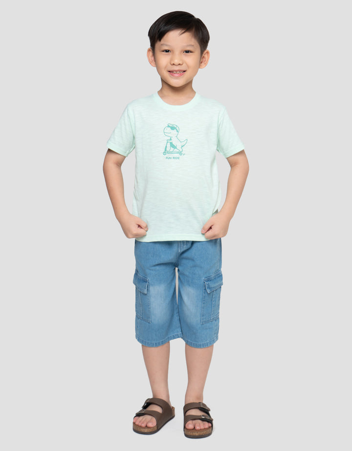 Little M Print Dino Fun Ride Kaos Anak Laki-laki