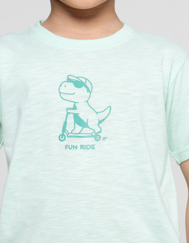 Little M Print Dino Fun Ride Kaos Anak Laki-laki