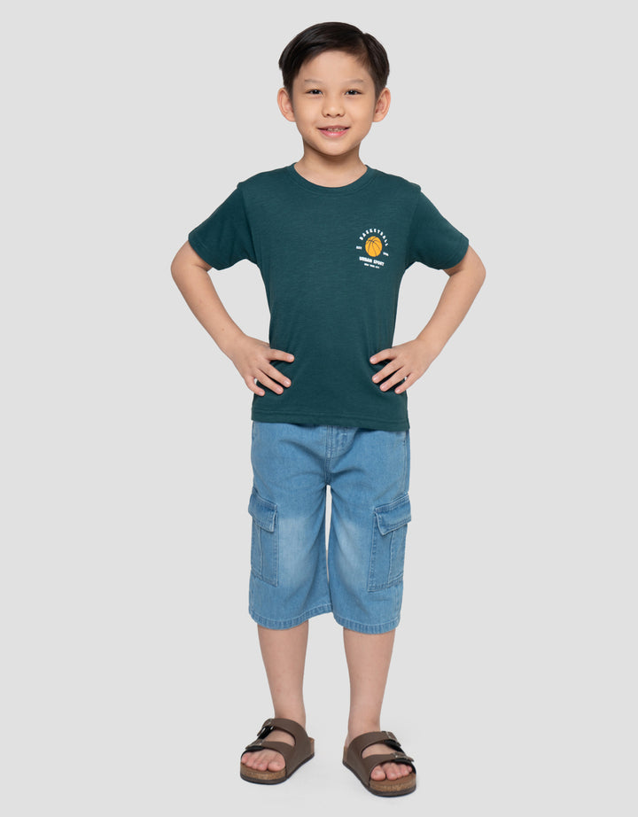 Little M Print Basketball Sport Kaos Anak Laki-laki