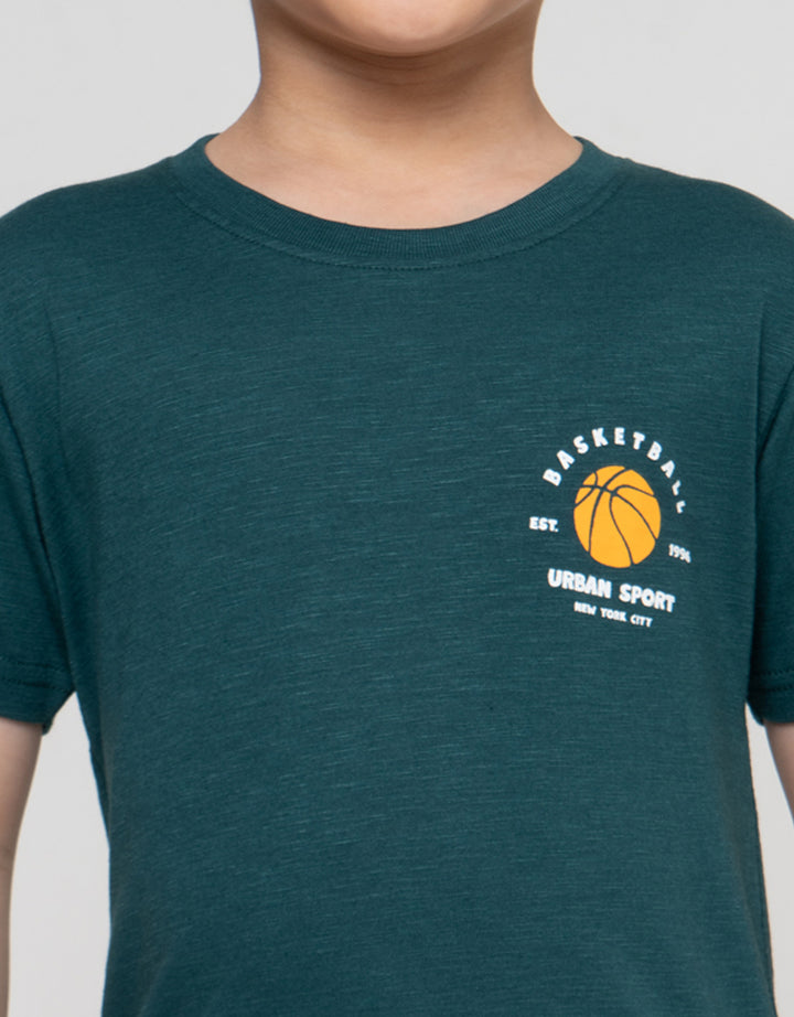 Little M Print Basketball Sport Kaos Anak Laki-laki