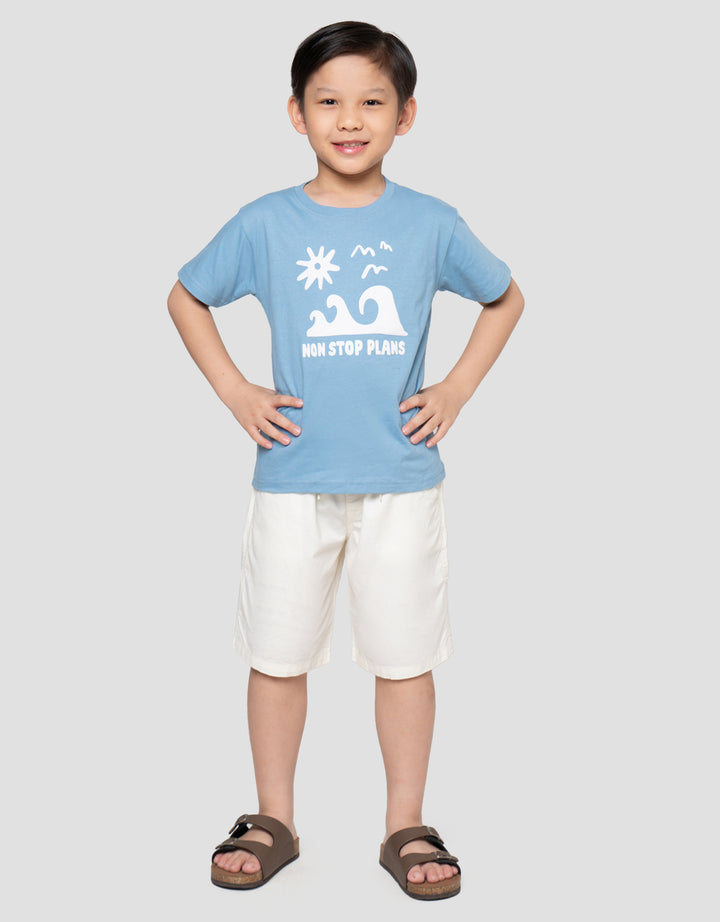 Little M Non Stop Plans Print Kaos Anak Laki-laki
