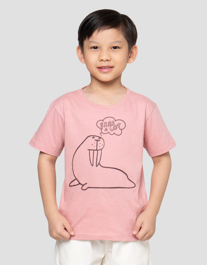 Little M Outline Smile A Lot Print Kaos Anak Laki-laki
