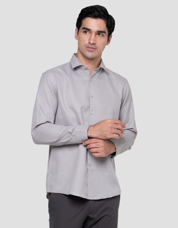 Cole Slim Solid Texture Kemeja Lengan Panjang Pria