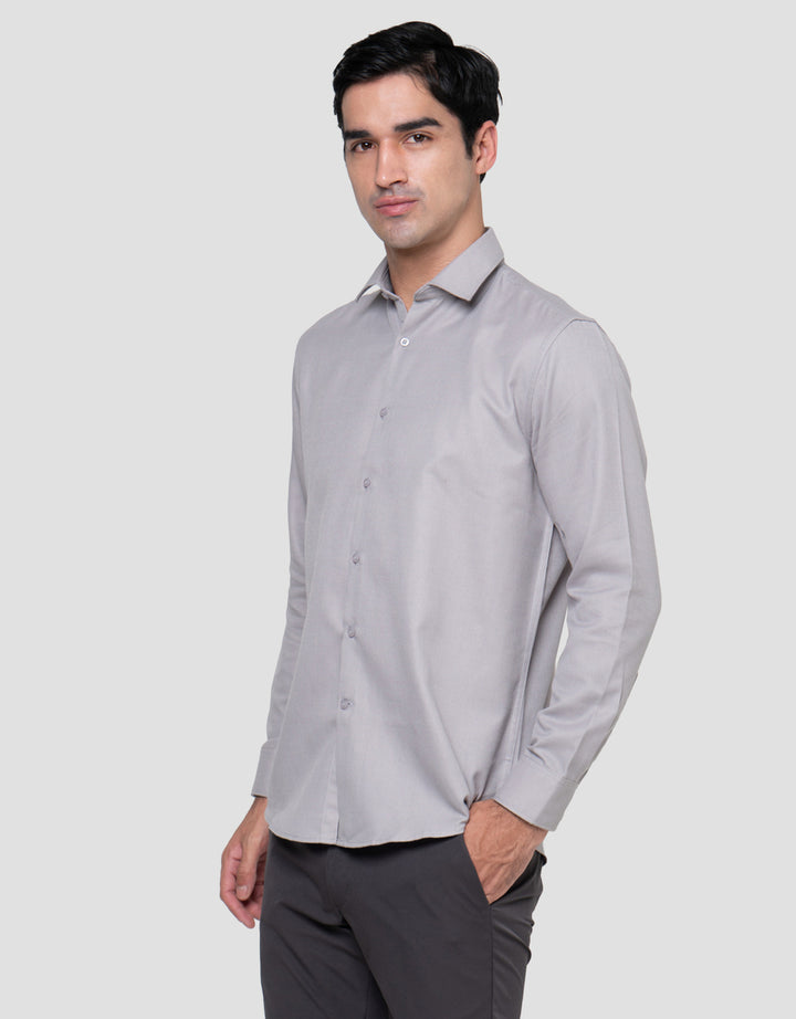 Cole Slim Solid Texture Kemeja Lengan Panjang Pria