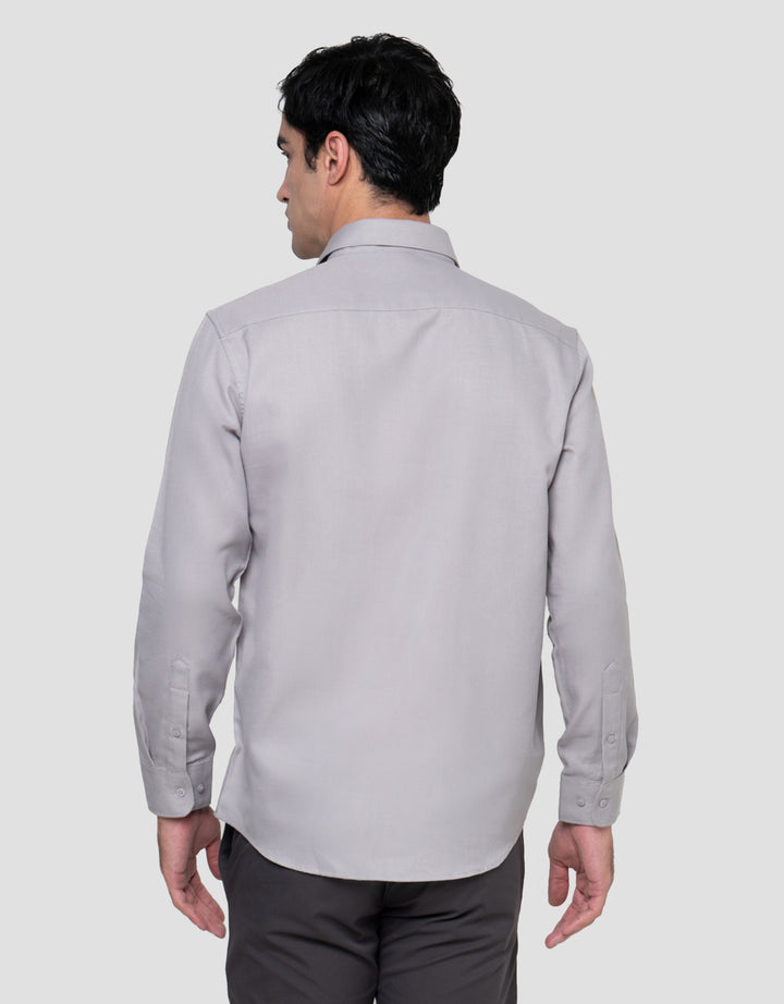 Cole Slim Solid Texture Kemeja Lengan Panjang Pria
