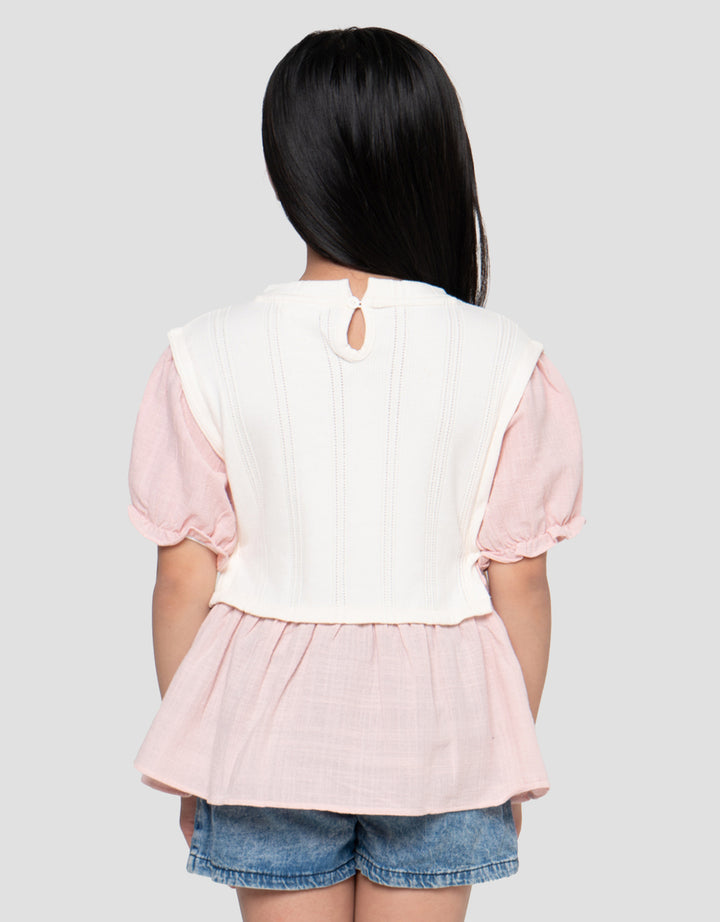 Little M Kombi Knit Tekstur Kemeja Anak Perempuan
