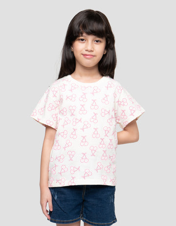 LITTLE M AOP CHERRY PRINT KAOS ANAK PEREMPUAN