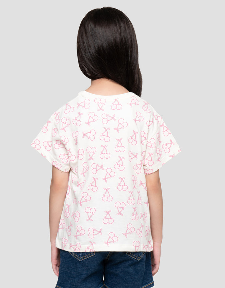 Little M Aop Cherry Print Kaos Anak Perempuan