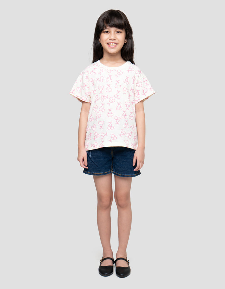 Little M Aop Cherry Print Kaos Anak Perempuan