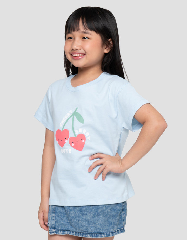 Little M Cherry Cute Print Kaos Anak Perempuan
