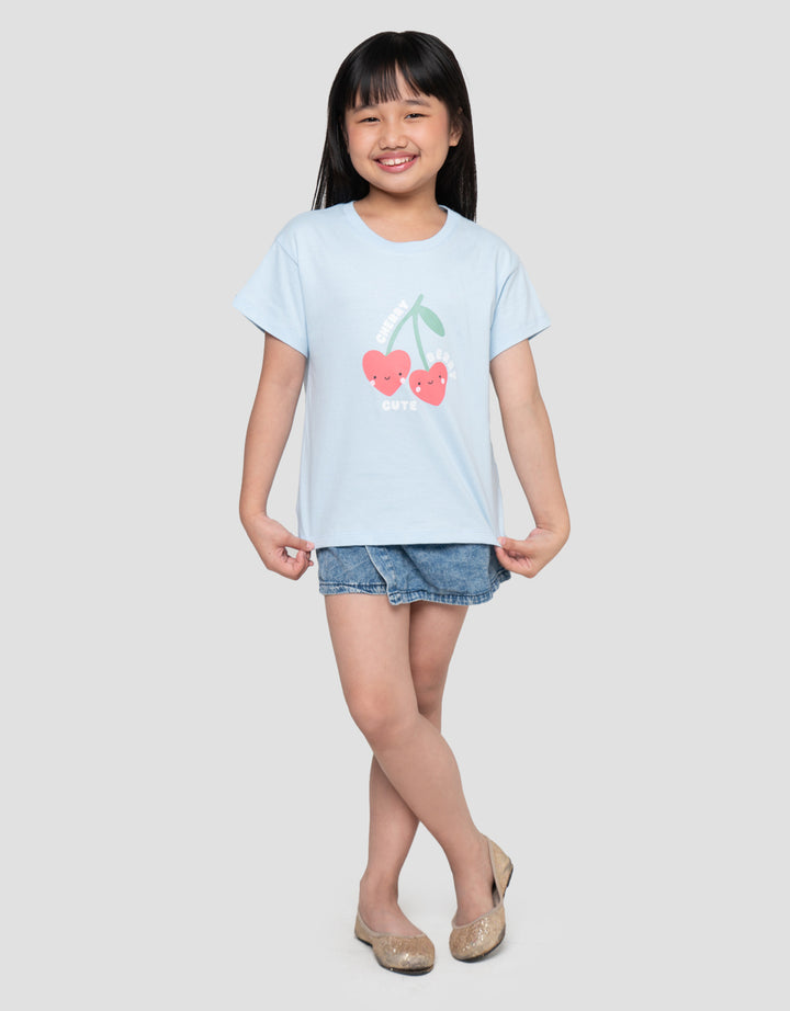 Little M Cherry Cute Print Kaos Anak Perempuan