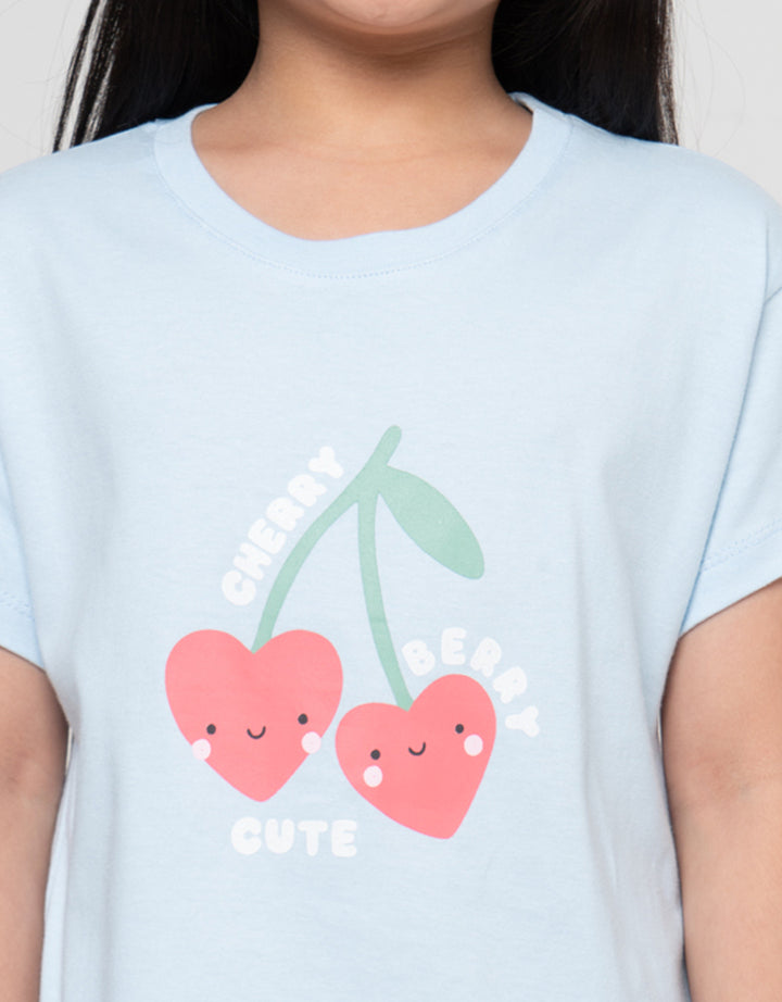 Little M Cherry Cute Print Kaos Anak Perempuan